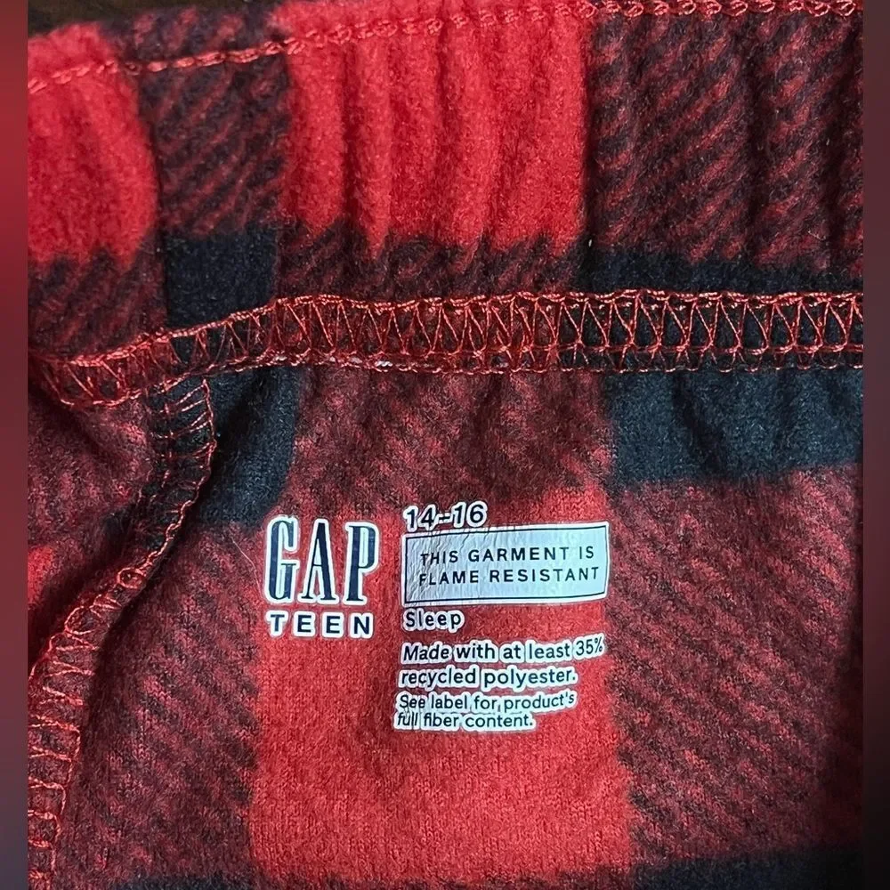 GAP Teen Buffalo Plaid Fleece Pajama Set 14/16